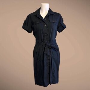 Women's Banana Republic Black Safari Dress, Short Sleeve, Size 4